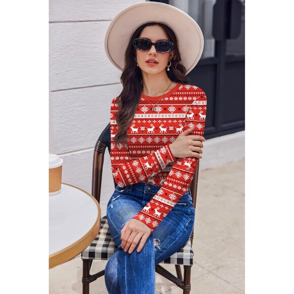 Womens Long Sleeve Shirt Polyester Spandex Crew Neck Casual Thermal XS-XXL - Picture 5 of 5